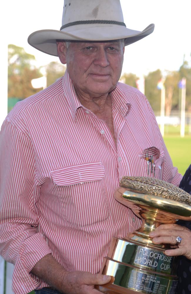 Warwick Polocrosse Club president Les Fraser with the World Cup.