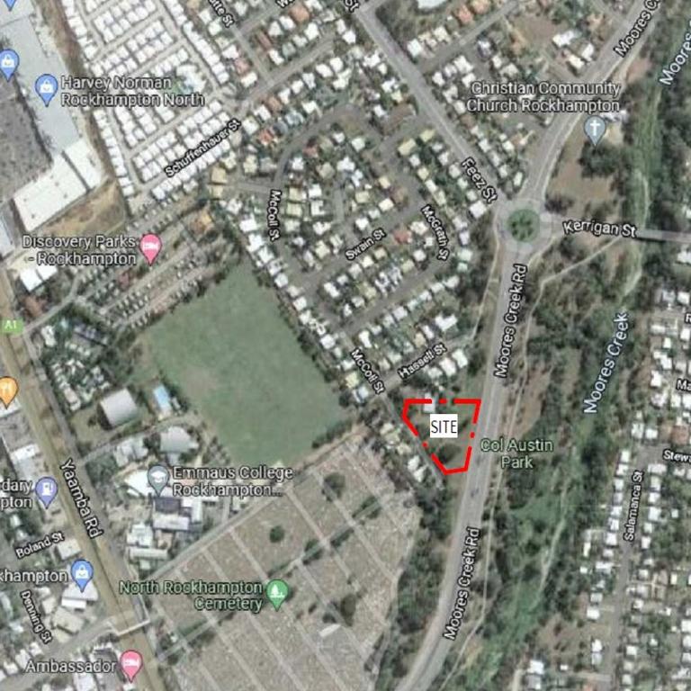 The site is located at 353 Moores Creek Road, Norman Gardens, behind the North Rockhampton cemetery.