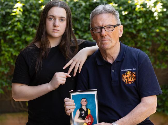 Wayne Holdsworth and his daughter Daisy, 15, want Australia’s online laws to protect future social media users. Picture: Jason Edwards