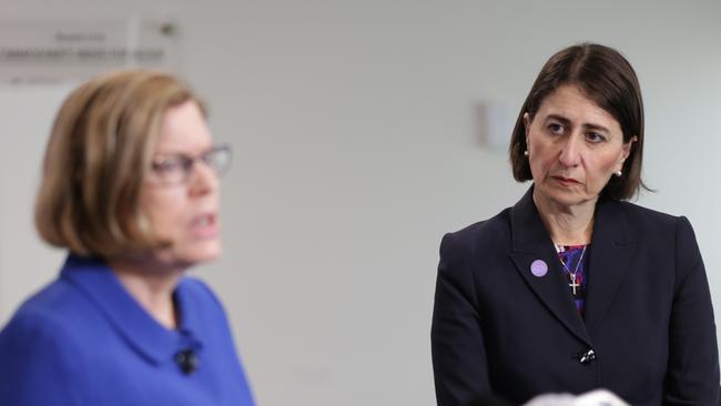 NSW Chief Health Officer Dr Kerry Chant and Premier Gladys Berejiklian provide a COVID-19 update on Thursday. Picture: NCA NewsWire/Christian Gilles