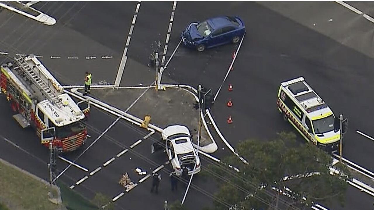 Six people were injured as a 58-year-old man allegedly went on a stabbing spree following the crash. Picture: 9 NEWS