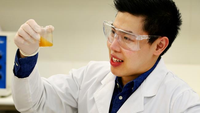 Doctor Vincent Candrawinata, Academic and Research Fellow Nutrition, measures antioxidant activity in the lab, at the University of Newcastle, Ourimbah Campus. Dr Candrawinata has developed activated Phenolics, the world's most potent superfood. Picture:Peter Clark