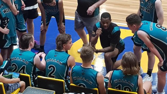 A Wallan Panthers time-out at the Victorian U18 Country Basketball Championships. Picture: Ben Higgins