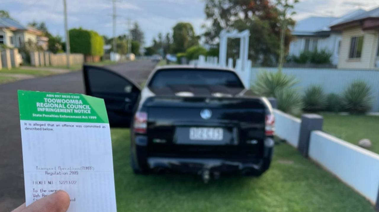 Jock Jackson was fined by the Toowoomba Regional Council after he parked his vehicle on the nature strip in front of his house.