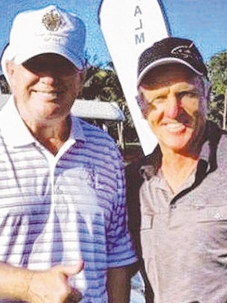 Donald Trump and Greg Norman, who provided the President-elect’s number to Malcolm Turnbull