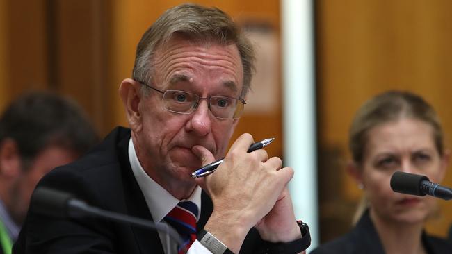 Murray Darling Basin Authority chief executive Phillip Glyde appearing at Senate Estimates. His take-home pay increased in 2019-20. Picture: Kym Smith