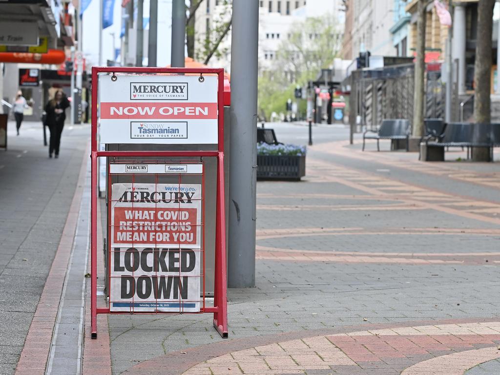 While the state’s lockdown will officially end on Monday night, Tasmanians will still be required to wear face masks in public areas until Friday. Picture: Steve Bell/Getty Images