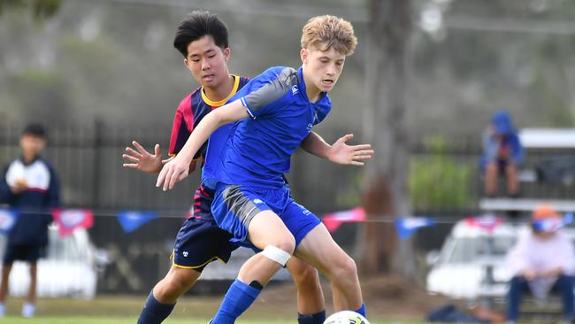 First XI soccer between Brisbane State High School v Churchie. Saturday April 22, 2023. Picture, John Gass