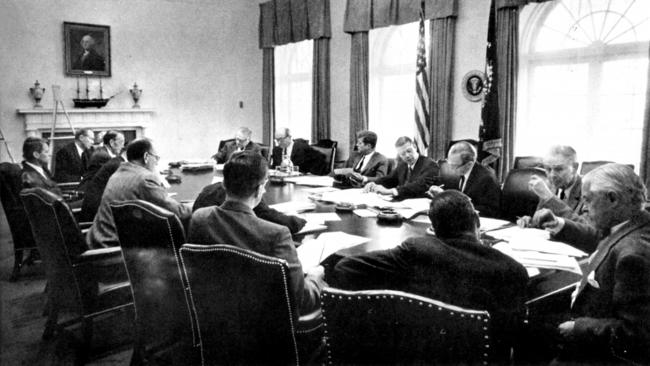 US executive committee in session during the Cuban missile crisis.