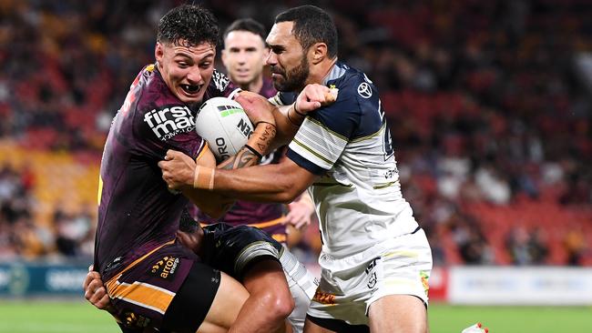 Broncos young gun Jordan Riki is a player for the future. Picture: Bradley Kanaris/Getty Images