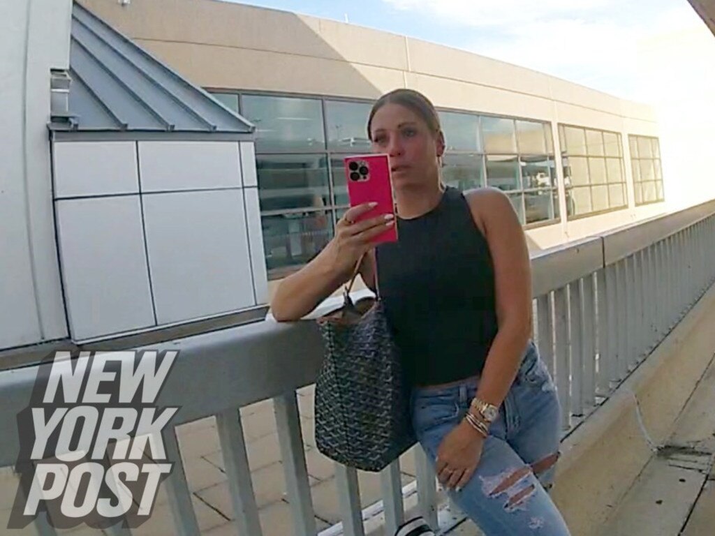 Gomas told cops to ‘get the f – k out of my face’ as she recorded them following the incident. Picture: DFW PD/ New York Post