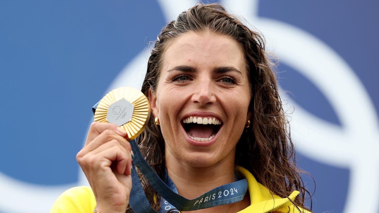 Jess Fox is all smiles with her second gold medal of the Games. Picture: Justin Setterfield/Getty Images