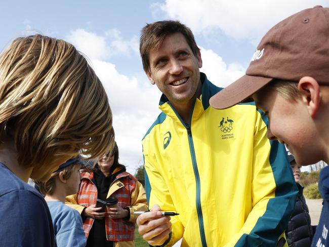 Eddie Ockenden signing autographs.  Tasmanian Olympians welcome home at Riverbend Park Launceston.  Picture: Nikki Davis-Jones