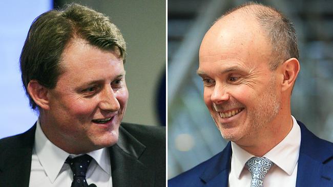 They're in the money ... Chris Mackay (left) and Hamish Douglass. Pictures: File