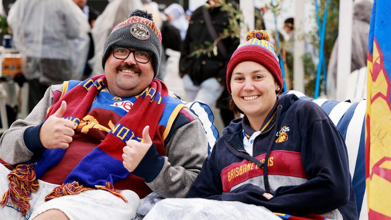 Footy fans soak up the action in SA for Saturday’s offering of Gather Round clashes. Picture: James Elsby/AFL Photos via Getty Images