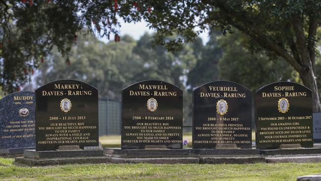 ‘Forever in our hearts’. A ‘family plot’ of pets at the Berkshire Park cemetery. Picture: Justin Lloyd.