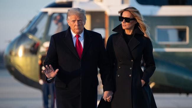 Donald and Melania Trump about to board Air Force One at Joint Base Andrews in Maryland for the flight to Florida. Picture: AFP