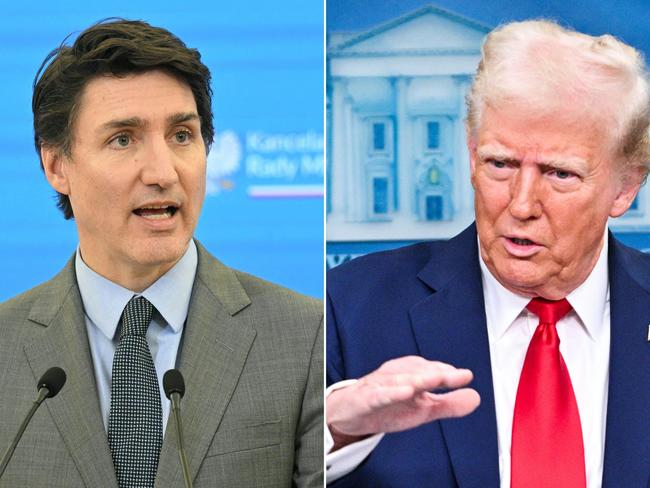 Donald Trump has spoken to Justin Trudeau about the punishing tariffs he has levied on Canada, adding that they would talk again later in the day. Picture: AFP