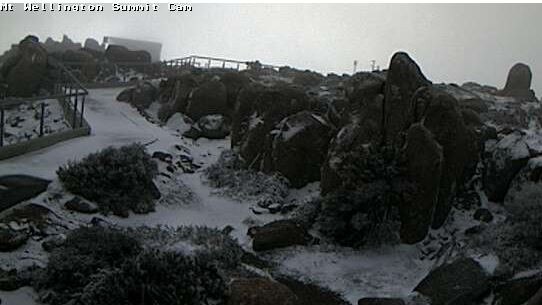 The image from a webcam on Mt Wellington at 7.21am this morning.