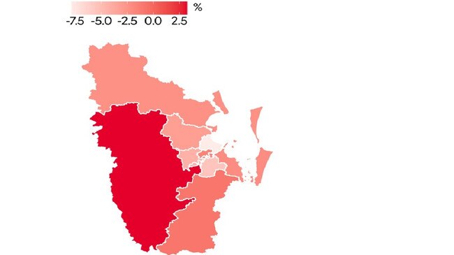 Brisbane home price growth, year to April 2023. Home Price Index, PropTrack