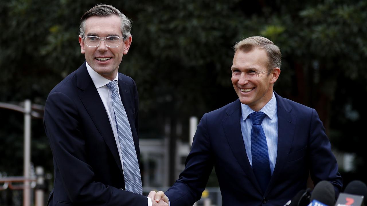 Treasurer Dominic Perrottet and Minister for Planning and Public Spaces Rob Stokes together. Picture: NCA NewsWire / Nikki Short