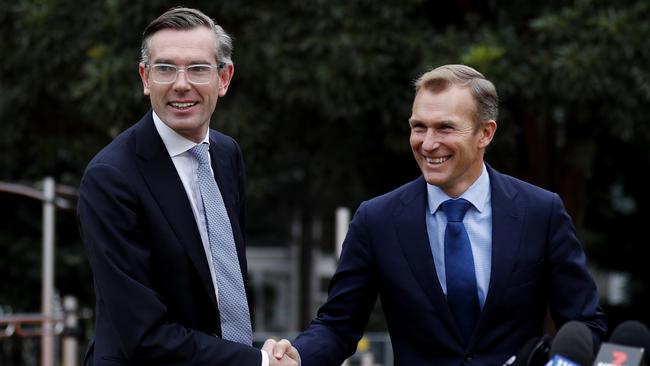 Treasurer Dominic Perrottet and Minister for Planning and Public Spaces Rob Stokes together. Picture: NCA NewsWire / Nikki Short