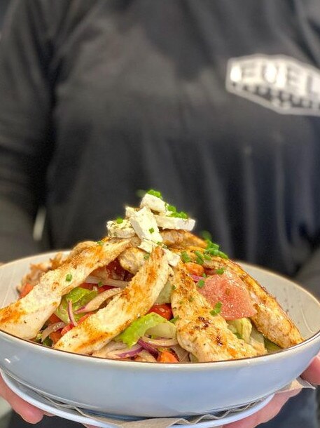 A lunch time chicken salad at Fuel Espresso, Brookvale. Picture: Fuel Espresso