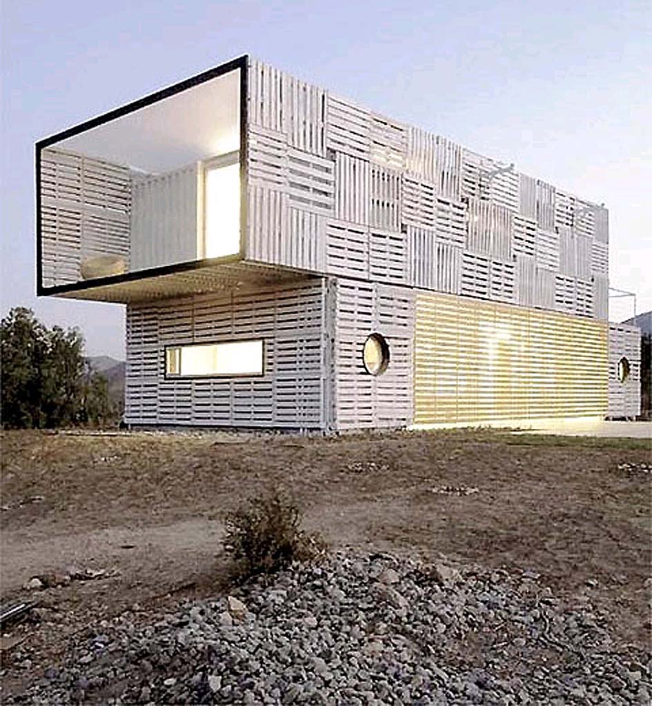 The Infiniski Manifesto House in Curacavi, Chile, is made of recycled and repurposed materials and other eco-friendly elements. The house utilizes renewable and self-sustainable energy systems such as solar heating and natural ventilation, and the architects boast that it is 70 per cent off-the-grid. Picture: Lost at E Minor