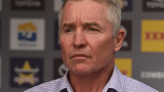 Paul Green during his announcement he was quitting as coach of North Queensland Cowboys. Picture: Evan Morgan