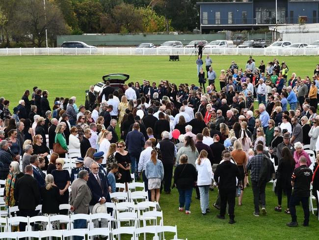 A final farewell before the private cremation. Picture: Dane Millerd