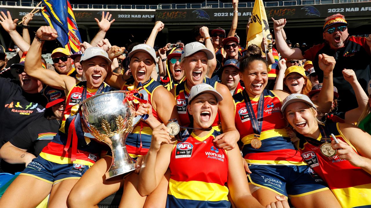 Can the Crows defend their AFLW title? Picture: Dylan Burns/AFL Photos via Getty Images