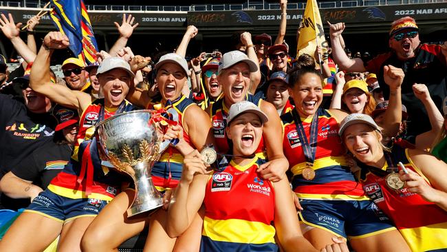 Can the Crows defend their AFLW title? Picture: Dylan Burns/AFL Photos via Getty Images