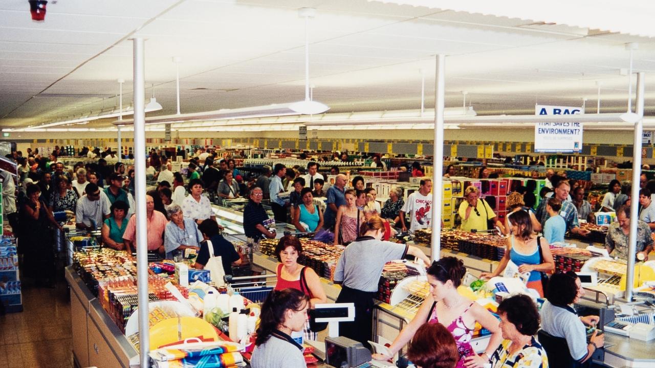 Aldi Bankstown, NSW, on opening day in 2001. Picture: Aldi