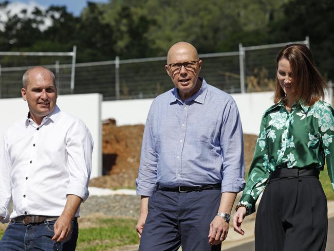 NCA 2025 FEDERAL ELECTION LIBERAL BUS. 26/04/2025Pictured is Opposition Leader Peter Dutton as he visited a new homes construction site at Mount Sheridan in the electorate of Leichhardt in Earlville ,Cairns North Queensland with Leichhardt candidate Jeremy Neal and Liberal supporters. Picture: Richard Dobson / Newswire