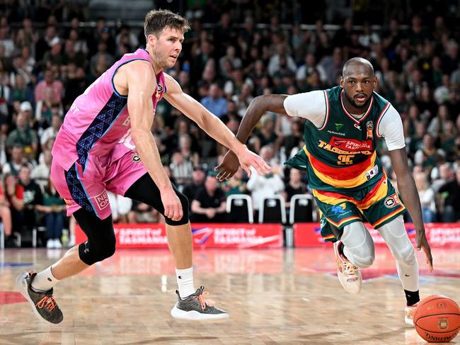 Milton Doyle was huge for the Tasmania JackJumpers in NBL23. Picture: Steve Bell/Getty Images.