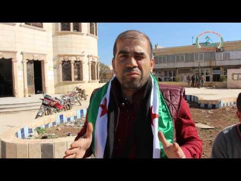 SYRIA:    Residents of Aleppo Town Stage Demonstration in Solidarity with Khan Shaykhun Victims   April 05