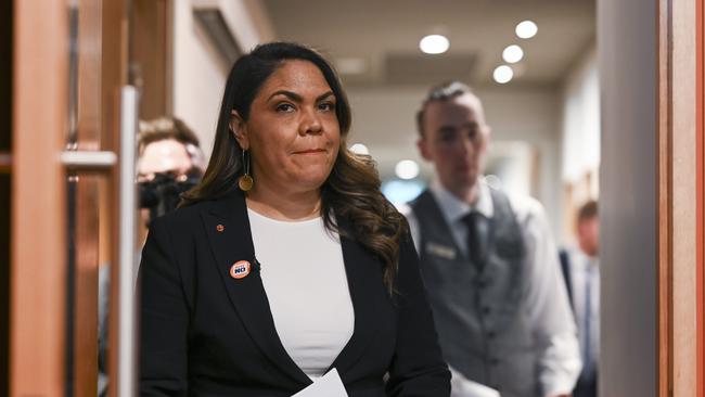 Speaking at the National Press Club, leading No campaigner Jacinta Nampijinpa Price says the colonisation of Australia had a positive impact on Indigenous people. Picture: NCA NewsWire / Martin Ollman