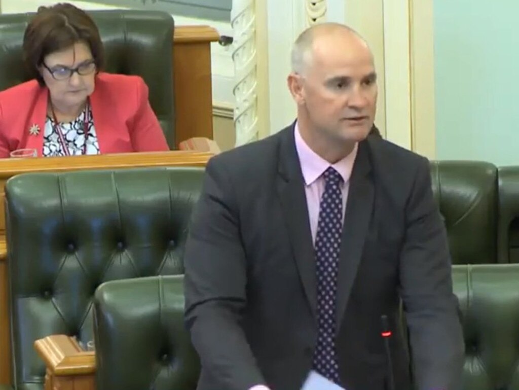 Gladstone MP Glenn Butcher during his speech to Parliament.