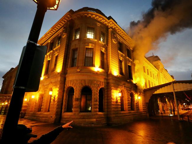 Smoke billows from Central during the 2015 fire. Picture: Richard Dobson