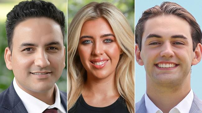 Best rookie real estate agents in Sydney, 2022. (L-R): Ricky Hundal, Bianca Field, Declan Fallah