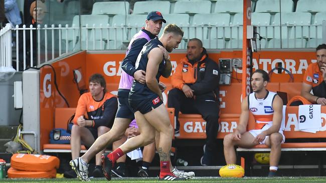 Dean Kent suffered a shoulder injury before half time and did not return. Picture: AAP