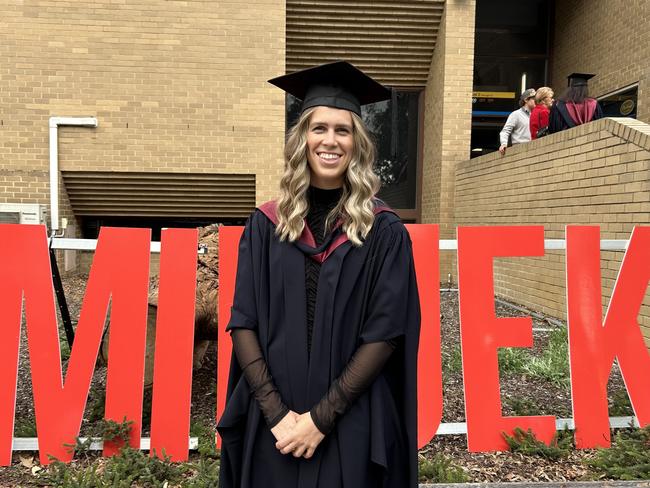 Kodi Carter graduates from La Trobe University with a Master of Teaching on May 14, 2024. Picture: Brittany Busch