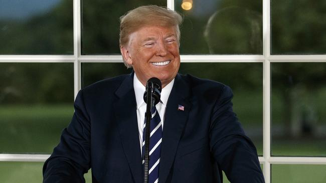 President Donald Trump speaks at a dinner meeting with business leaders this week at Trump National Golf Club in New Jersey. Picture: AP