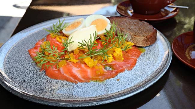 King St Bakery, Bowen Hills. Salmon gravalax dish. Pic Annette Dew