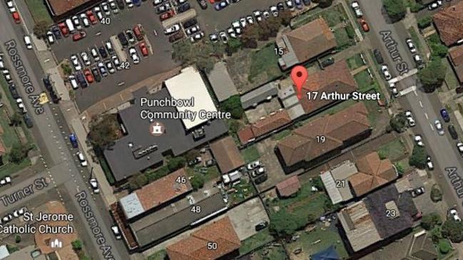 The site of 17 Arthur St, Punchbowl from the sky. Picture: Google Earth