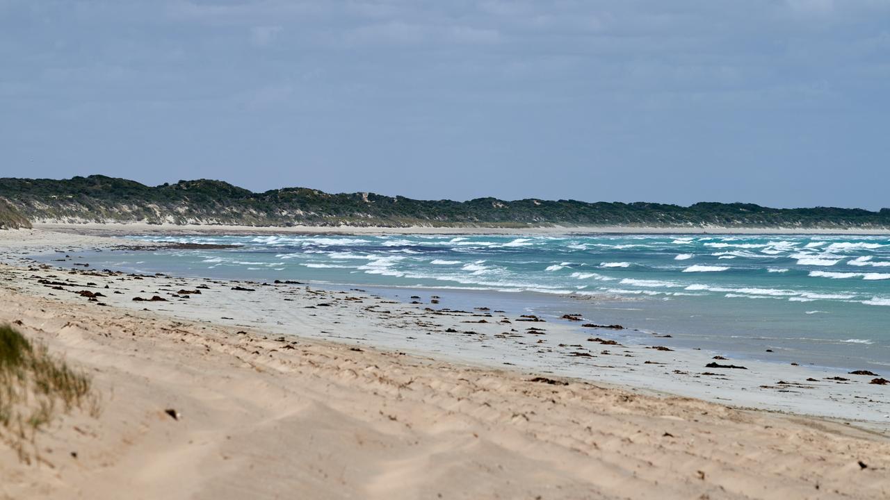 The section of coast at Point Connor, near Beachport, where the boat capsized. Picture: Frank Monger