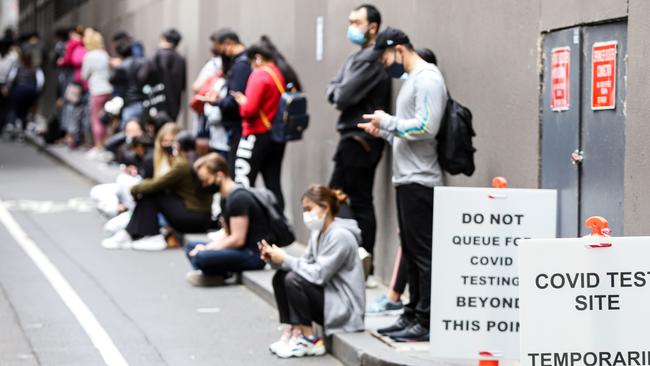 Demand at Covid-19 testing centres across Melbourne has increased in recent weeks. Picture: Diego Fedele/Getty Images