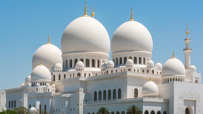 Abu Dhabi: Discover a vibrant artistic heritage in this Middle Eastern oasis. Pictured here is the exterior of Sheikh Zayed Grand Mosque. (Pic: Getty)