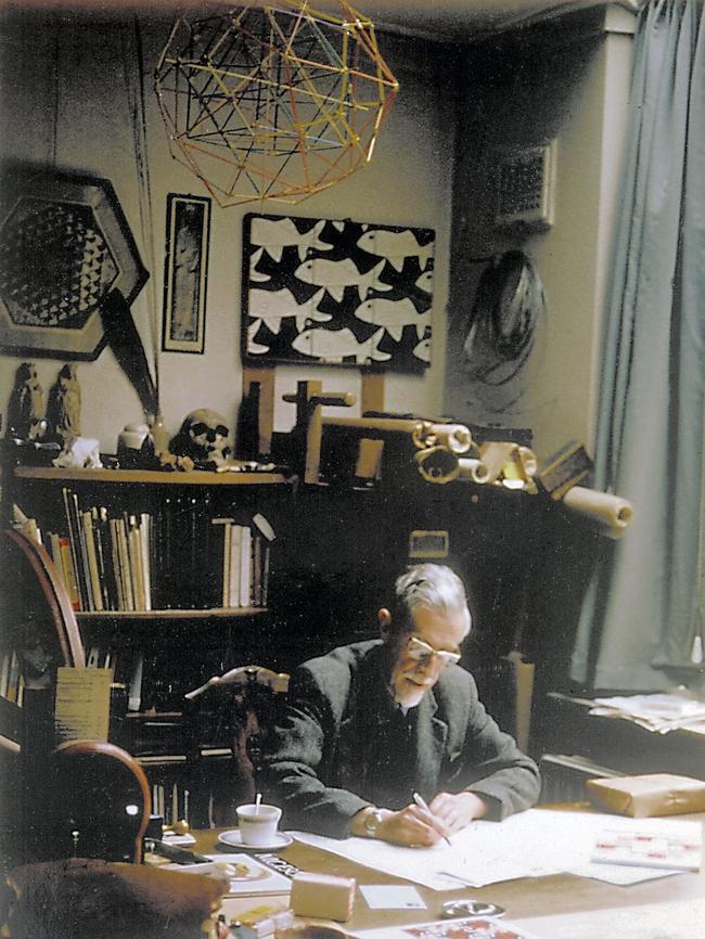 Dutch graphic artist MC Escher in his studio. Picture: Courtesy Gemeentemuseum Den Haag