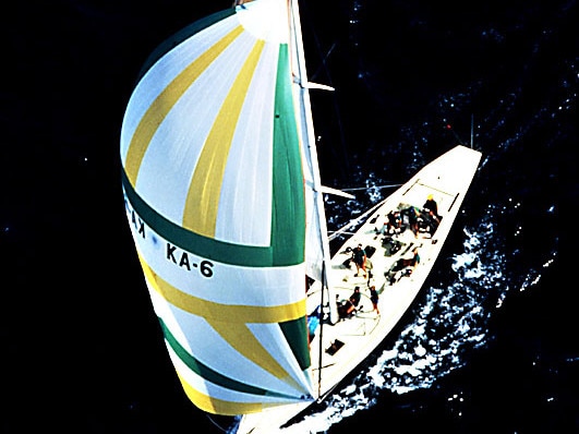 Yacht Australia II on its way to winning the 1983 America's Cup.